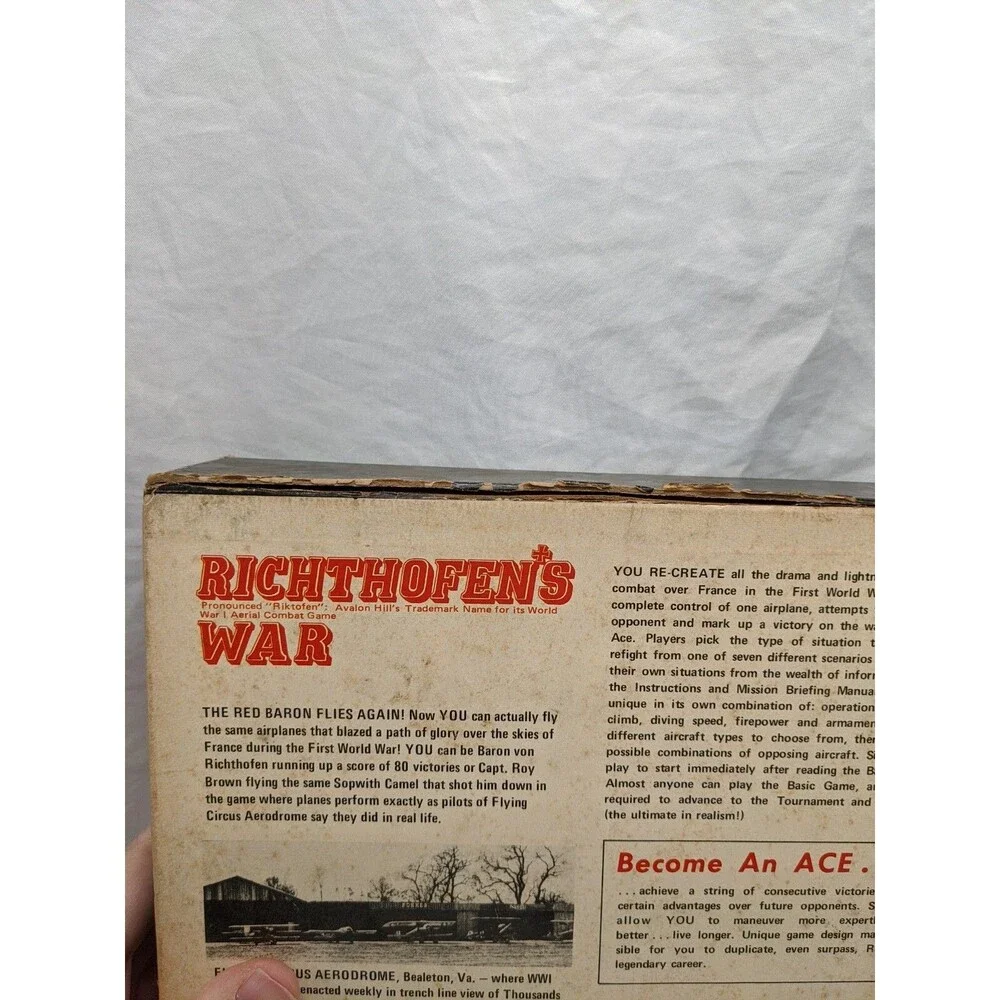 Vintage Avalon Hill Richthofens War The Air War 1916-1918 Bookcase Board Game